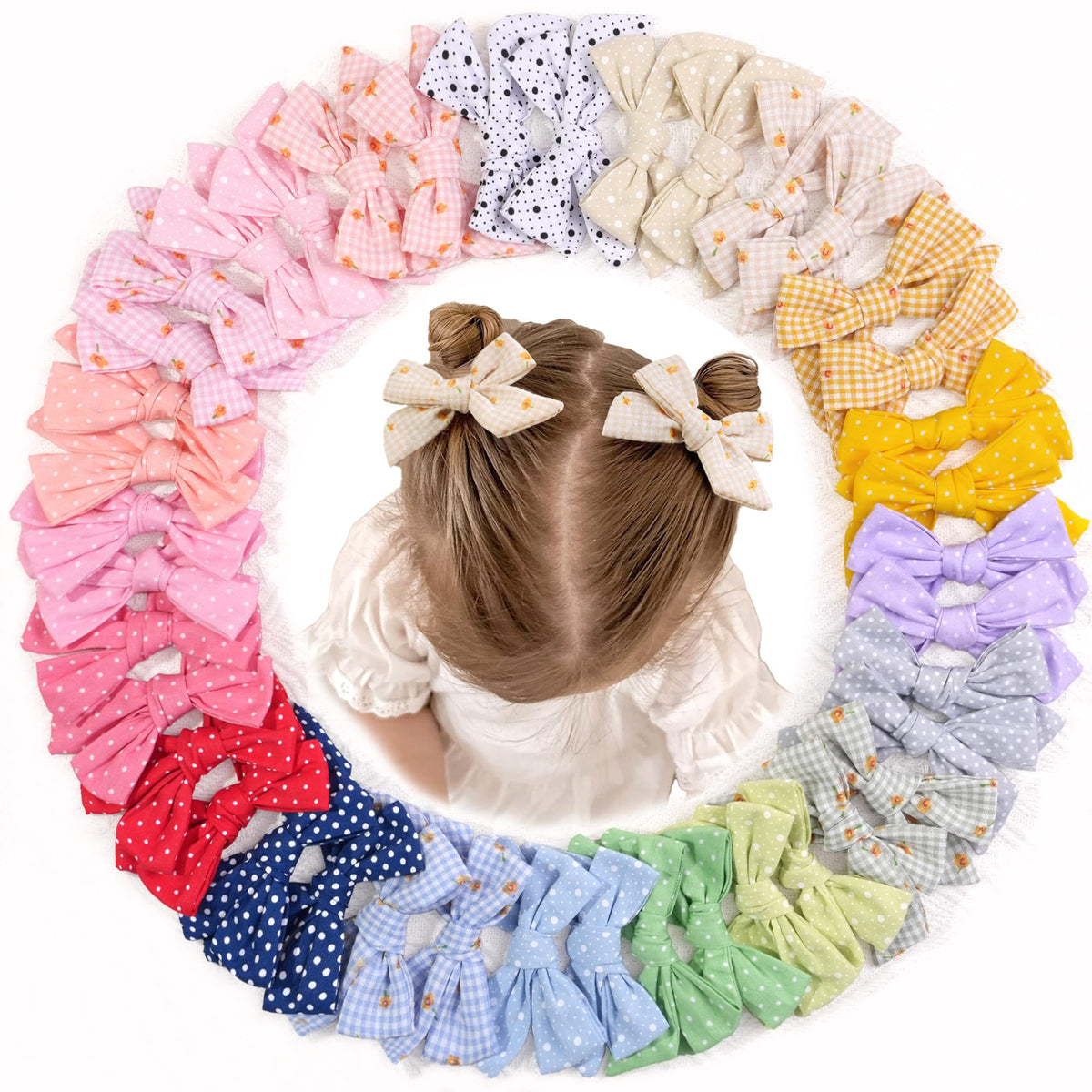 CÉLLOT 40 Pieces Girls Hair Bows Linen Fabric Bows Alligator Clips Hair Accessories for Little Girls Toddlers Kids and Teens