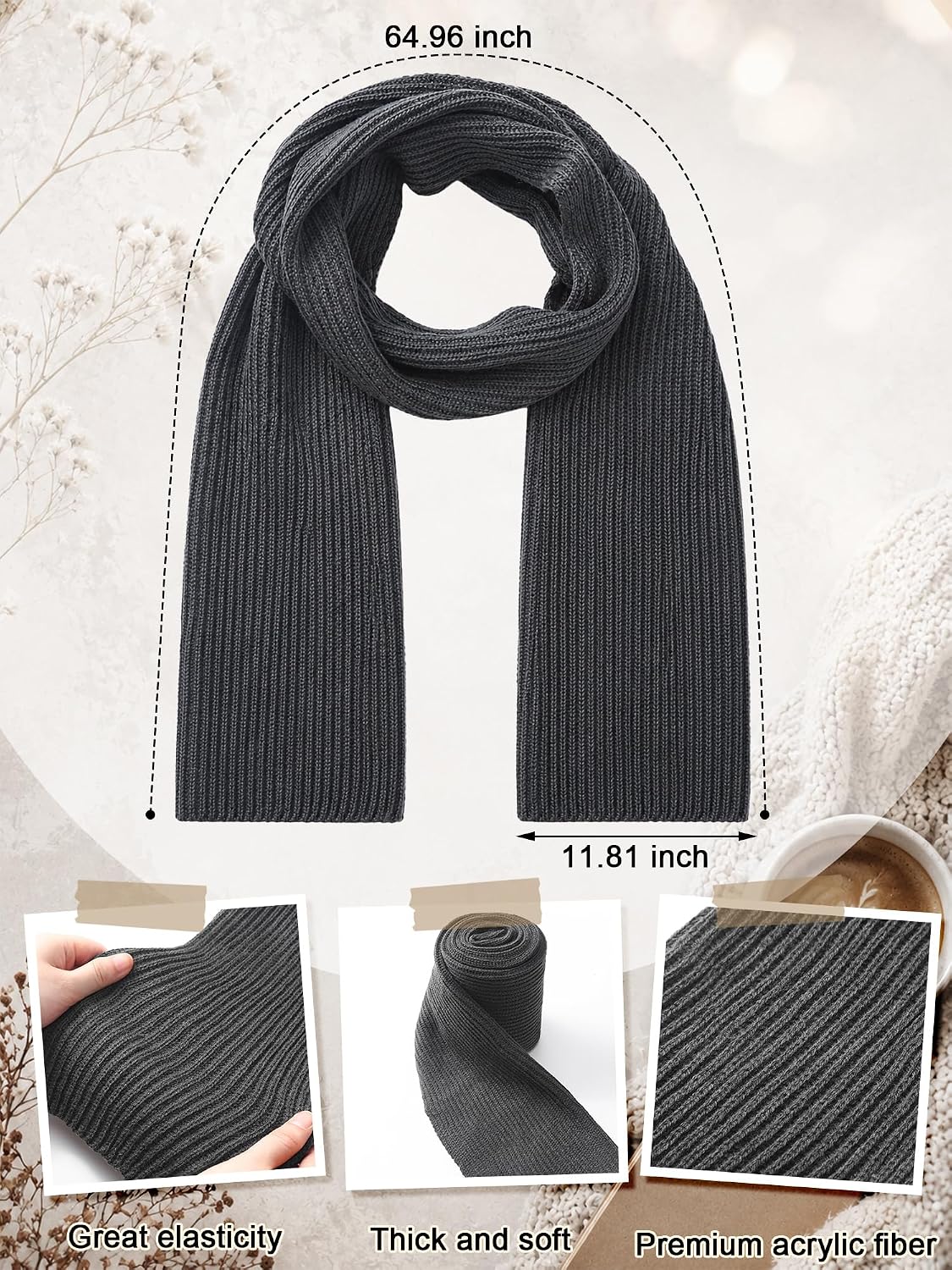 Fourluoo 3 Pcs Kids Winter Knitted Scarves Boys Girls Winter Knitted Scarves Suitable for Keeping the Neck Warm for Children