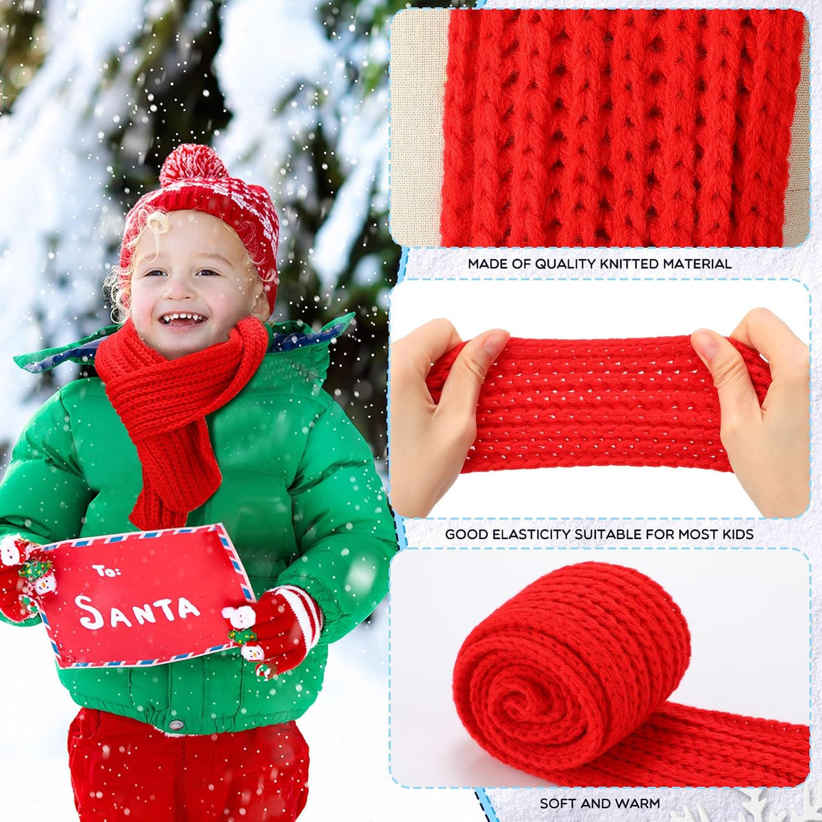 Liitrsh 24 Pcs Kids Scarf Bulk, 47 Inch Long Toddlers Winter Knitted Scarf Thick Warm Neck Warmer Scarves for Girls and Boys