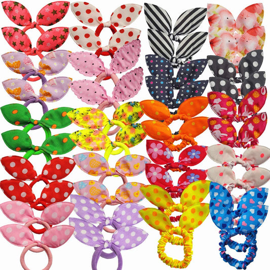 40 PCS Girls Rabbit Ear Hair Ties for Toddler Girls Cotton Hair Bands Women No Crease Ponytail Holders Colors Randomly