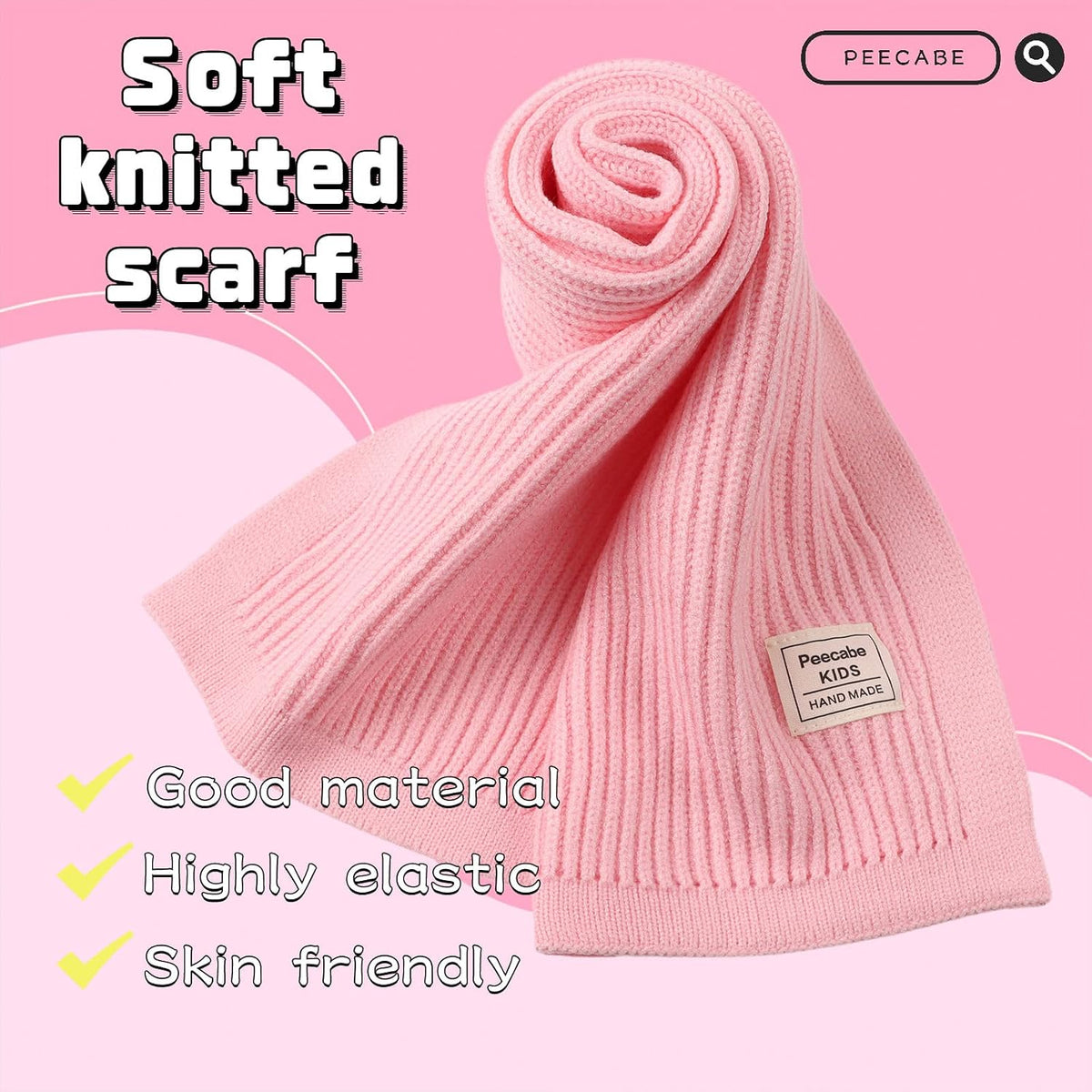 Peecabe Kids Knit Scarf Neck Warmer Soft Warm Winter Classic for Boys Girls