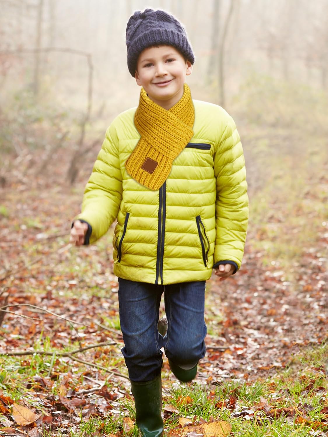 SATINIOR 9 Pieces Kids Knitted Scarf Winter Solid Color Toddler Warmer Scarf for Boy Girl(Simple Colors)