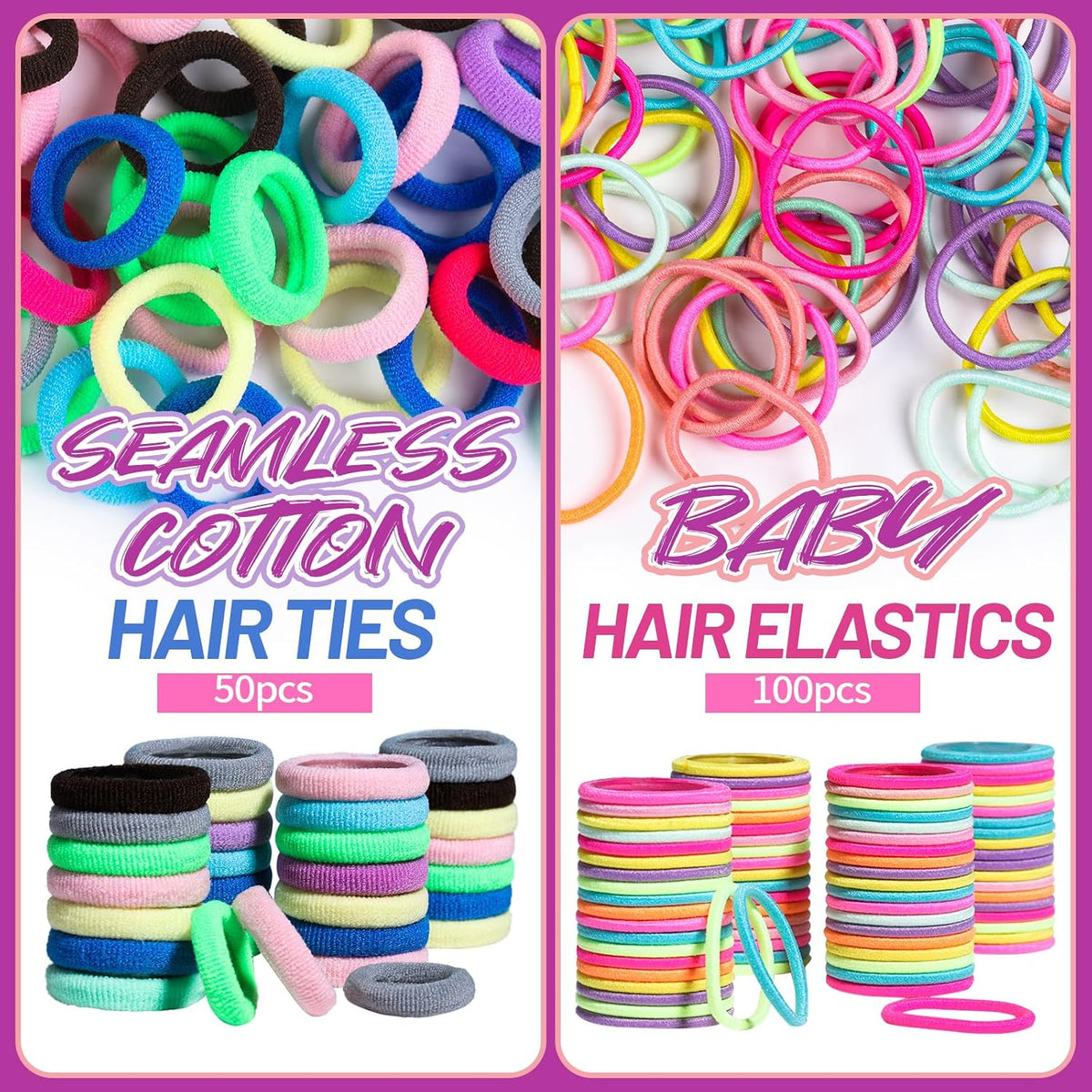 Teenitor Hair Accessories for Girls Colorful Hair Rubber Bands Hair Ties