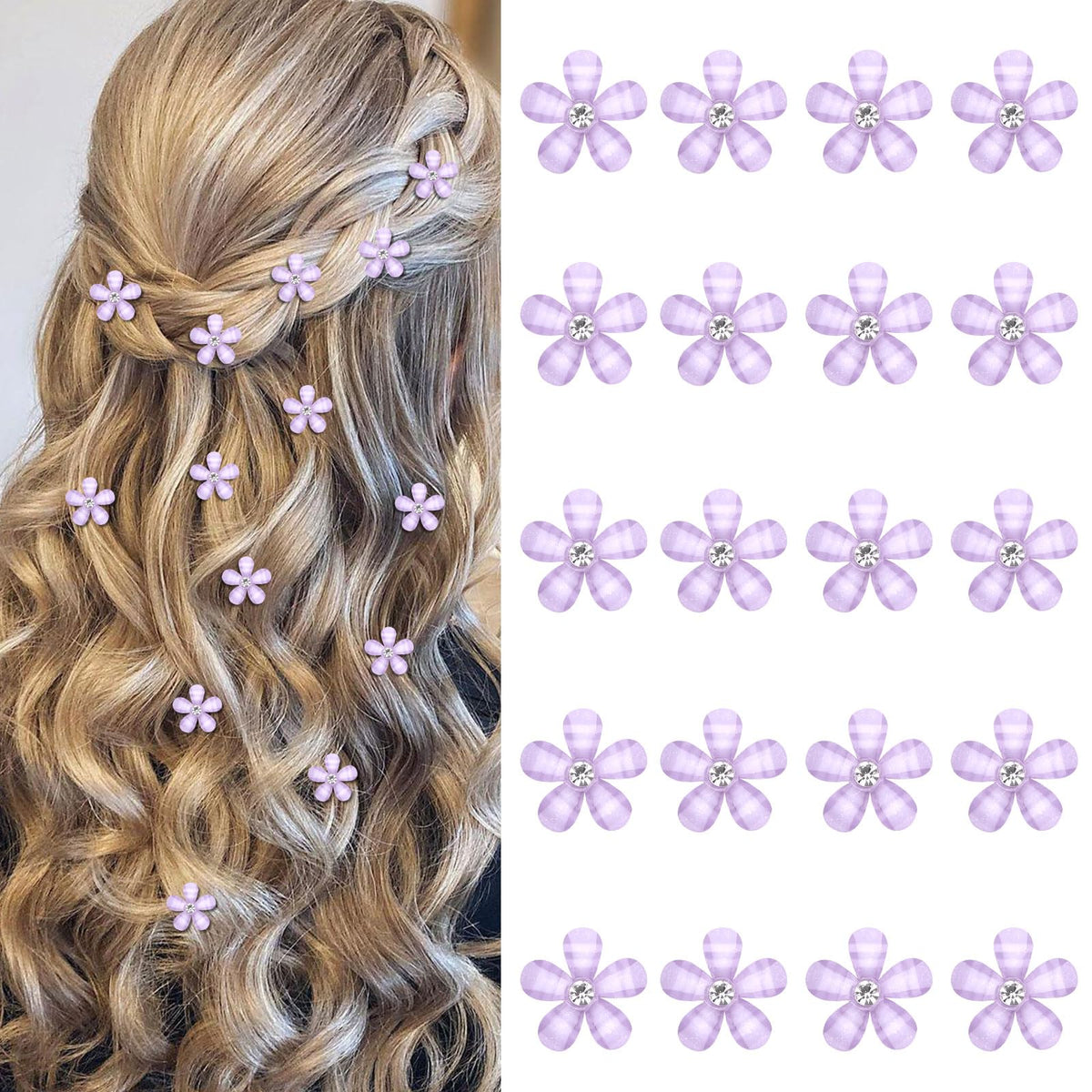 YISSION Colorful Rhinestone Hair Accessories - Mini Flower Hair Clips, Pins & Barrettes for Wedding, Bridal, Girls & Women