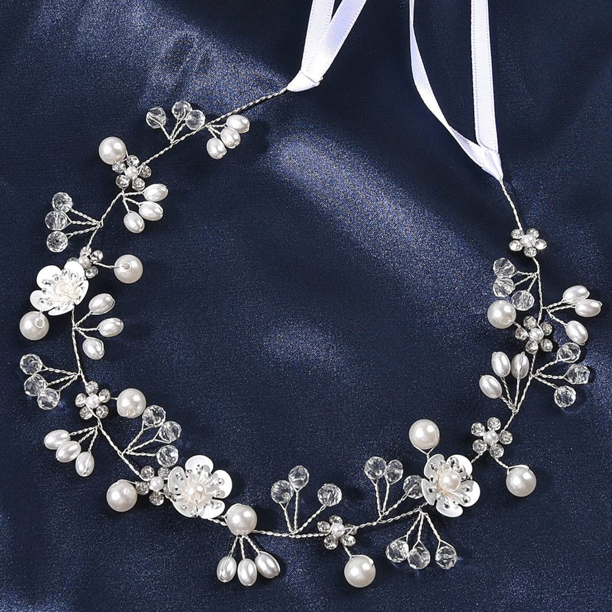 KAYZON Hair Accessories: Bridal Pearl Flower Headpiece Headband for Girls, Flower Girls, and Women (Gold)