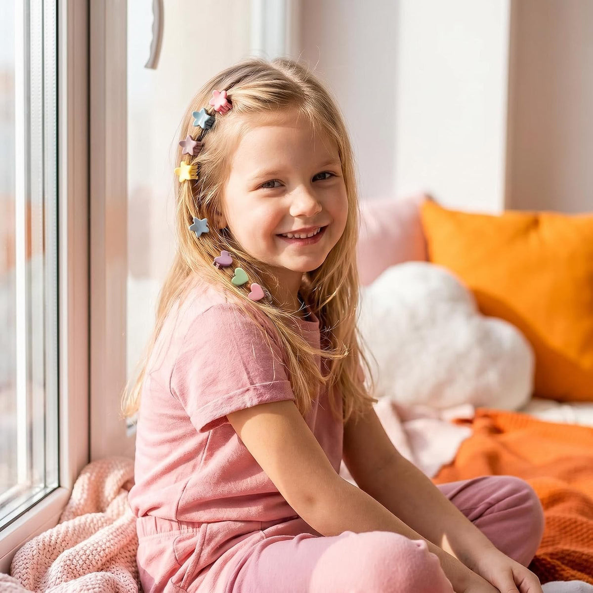 100 Pcs Mini Hair Clips for Girls, Cute Pastel Flower & Animal Design Clips, Durable Plastic Hair Accessories for Toddlers and Kids