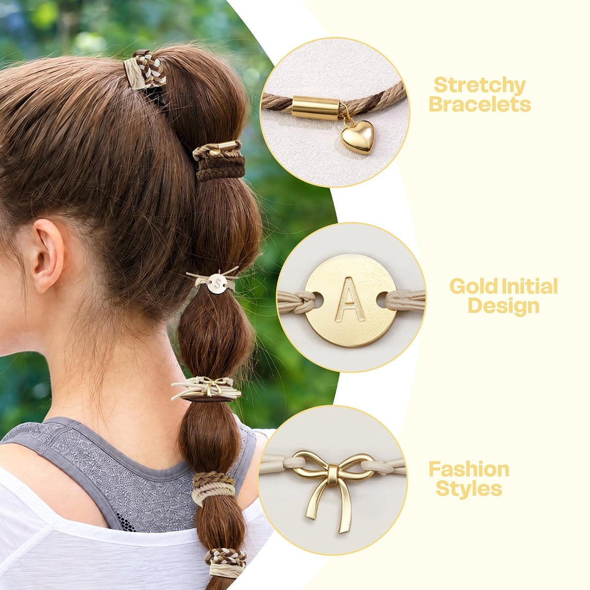10 Pcs Hair Ties Bracelets - Gifts for Women Girls, Hair Accessories