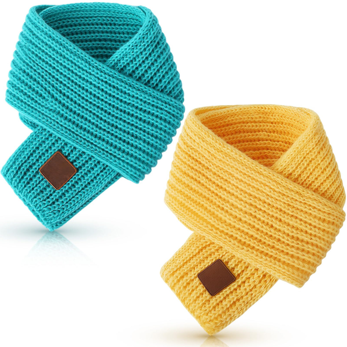 Zhanmai 2 Pcs Toddler Scarf Kids Warm Set Winter Knit Scarves Soft Neck Warmer for Boys Girls Children