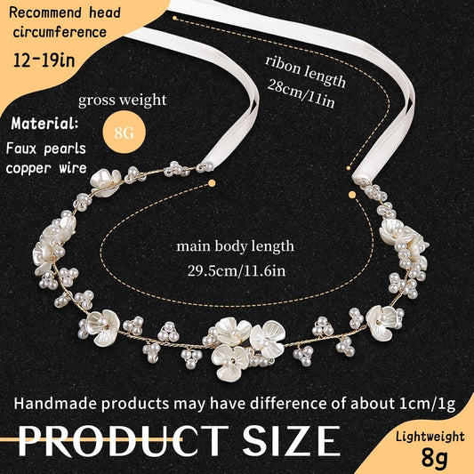 Tanfeine Flower Girl Hair Accessory, Pearl Headpiece for Girls and Women, Wedding, Birthday, Party, and First Communion