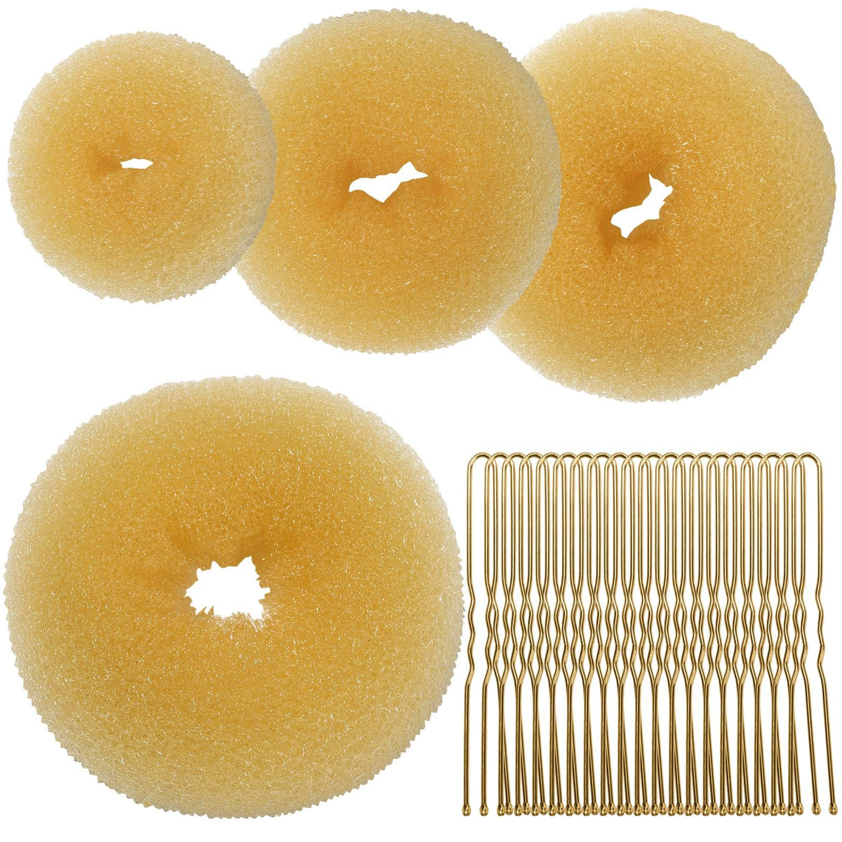 Teenitor Hair Bun Maker, Hair Buns for kids Girls, Hair Donuts, Ballet Bun Maker,4 Size, Light Brown