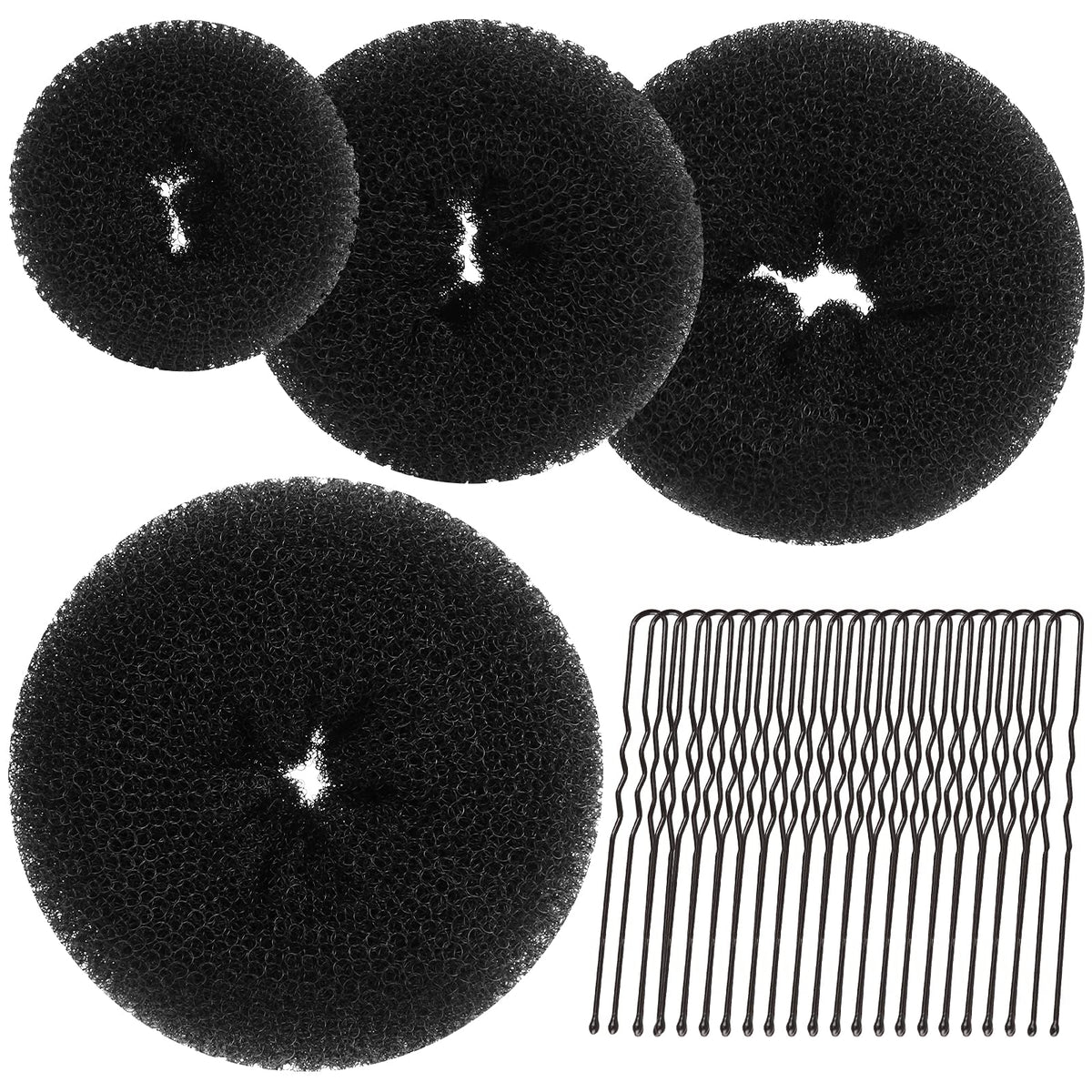 Teenitor Hair Bun Maker, Hair Buns for kids Girls, Hair Donuts, Ballet Bun Maker,4 Size, Light Brown