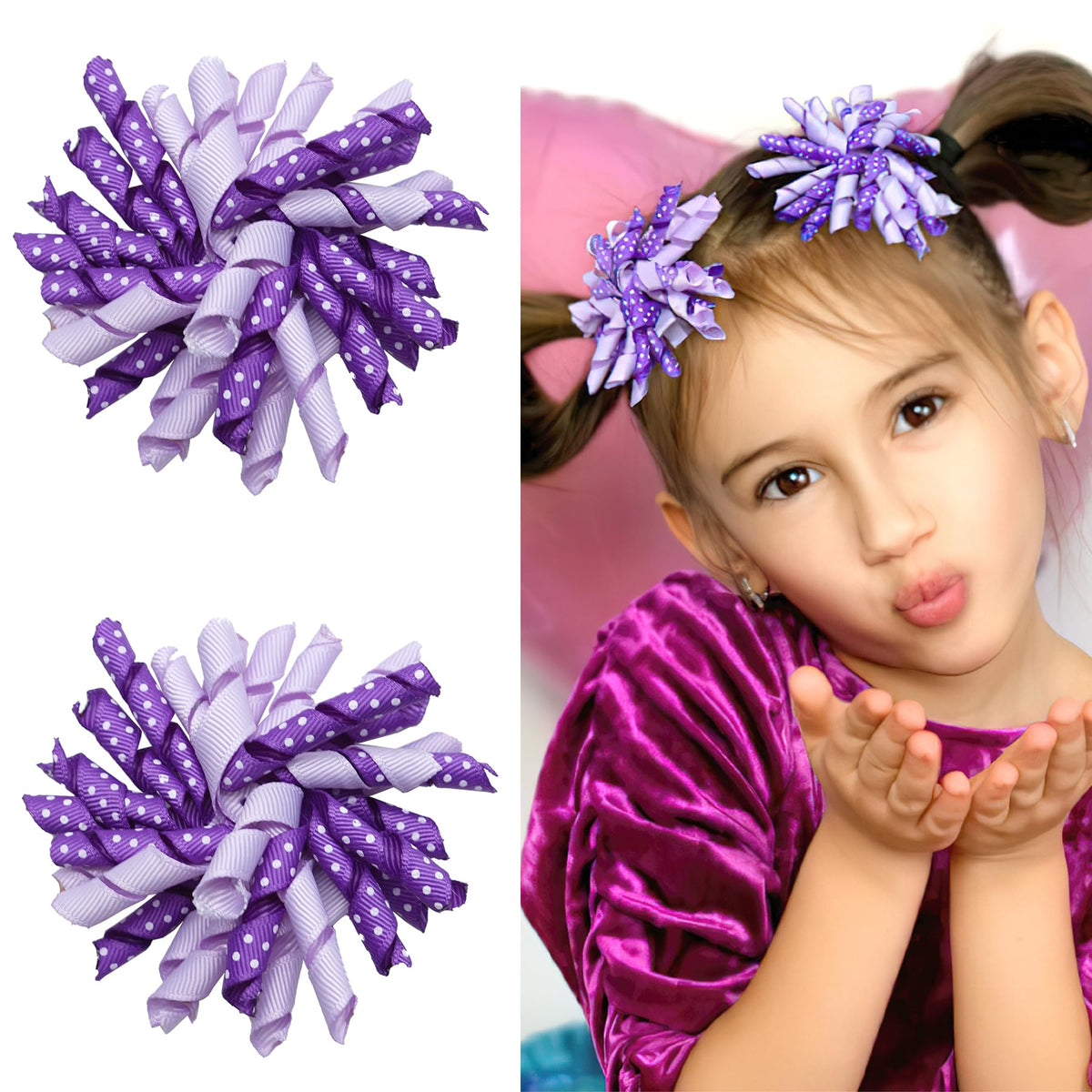2pcs Red Toddler Korker Bow Hair Clip Pigtail Bow Hair Accessories for Girl