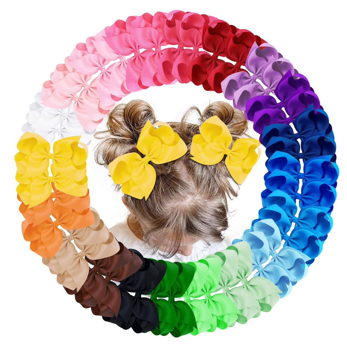 Oaoleer 40Pcs 4.5" Hair Bows Clips for Girls Tolddler Hair Accessories