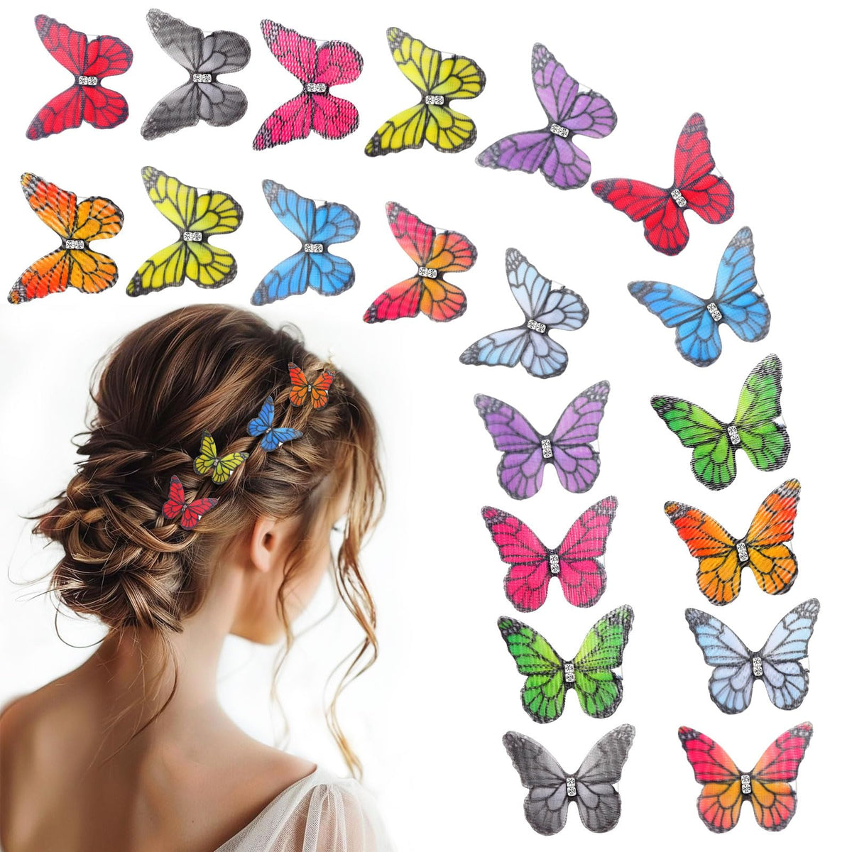 20Pcs Glitter Hair Clips for Kids - Moving Fairy Accessories for Women, Girls Colorful Hair Clips 90s (Brown)