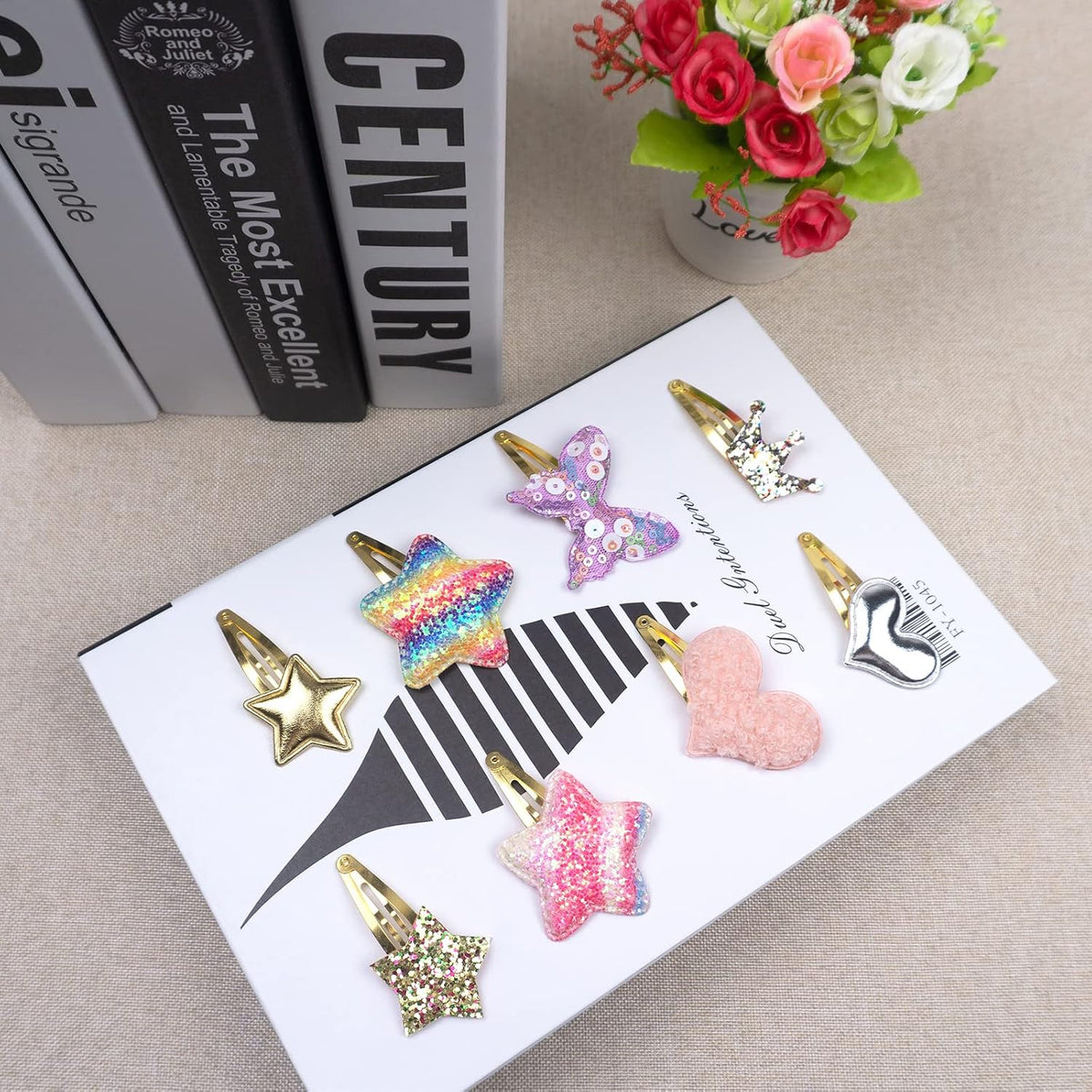 Gingbiss 16 Pcs Girls Hair Clips, Cute Sparkly Snap Hair Barrettes for Kids