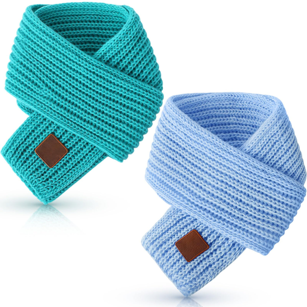 Zhanmai 2 Pcs Toddler Scarf Kids Warm Set Winter Knit Scarves Soft Neck Warmer for Boys Girls Children