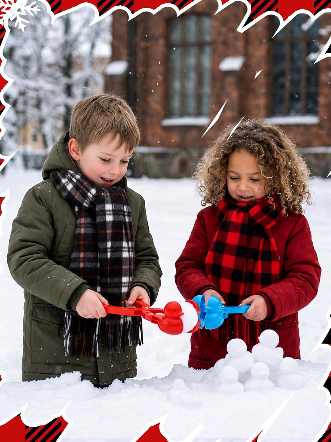 Bencailor 4 Pcs Kids Winter Scarf Kids Buffalo Plaid Scarves Christmas Warm Shawls Scarves Parent Child Scarf for Boys Girls