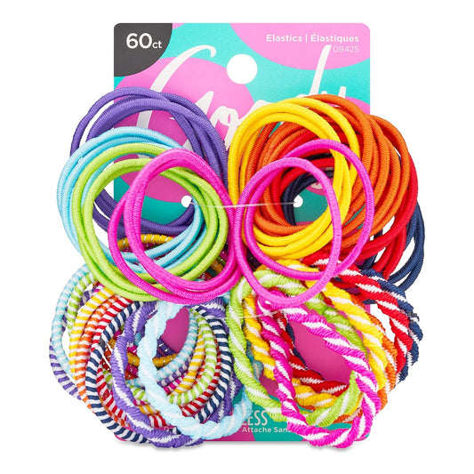 Goody Kids Ouchless Elastic Hair Ties, 60 Ct, Assorted Colors, Pain-Free