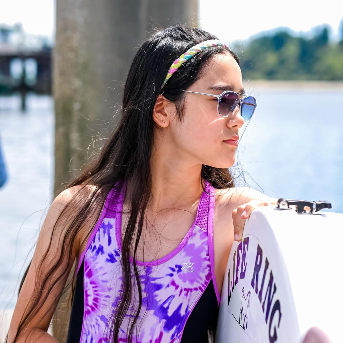 FROG SAC 4 Braided Headbands for Girls, Adjustable Rainbow Tie Dye Braid Head Bands for Kids, Stretch Elastic Cloth Fabric Hairbands Accessories for Women, Teen Easter Basket Fillers Stocking Stuffers