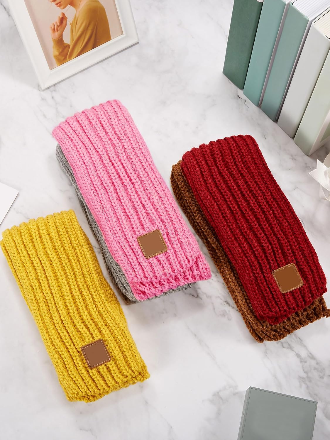 SATINIOR 9 Pieces Kids Knitted Scarf Winter Solid Color Toddler Warmer Scarf for Boy Girl(Simple Colors)