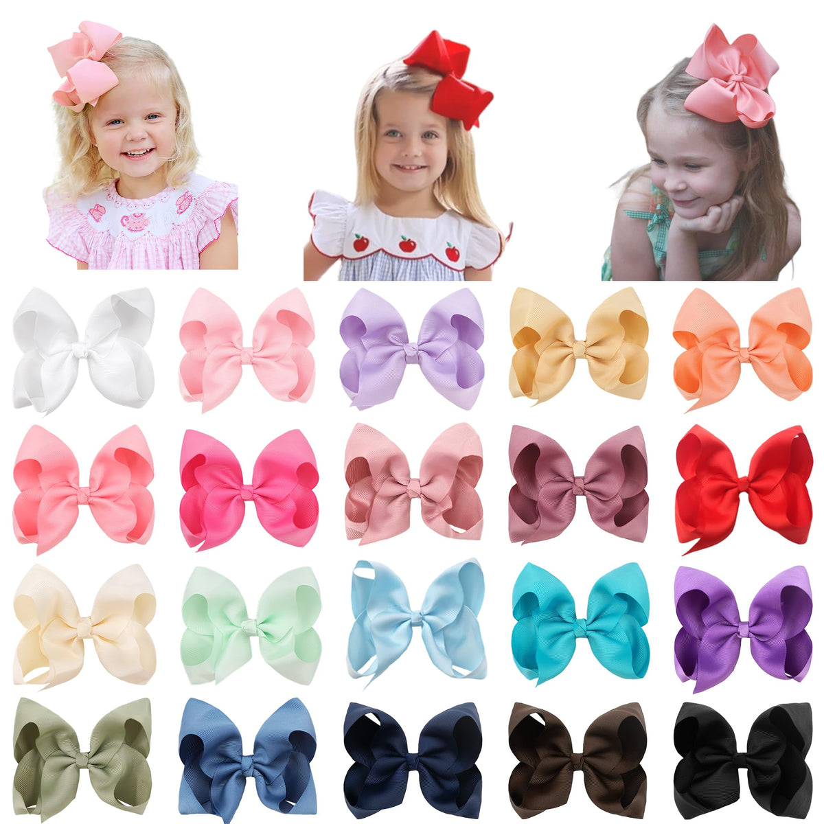 40Pcs 3 inch Hair Bows for Girls Grosgrain Ribbon Toddler Back to School Hair Accessories with Alligator Clips for Baby Girls Kids in Pairs
