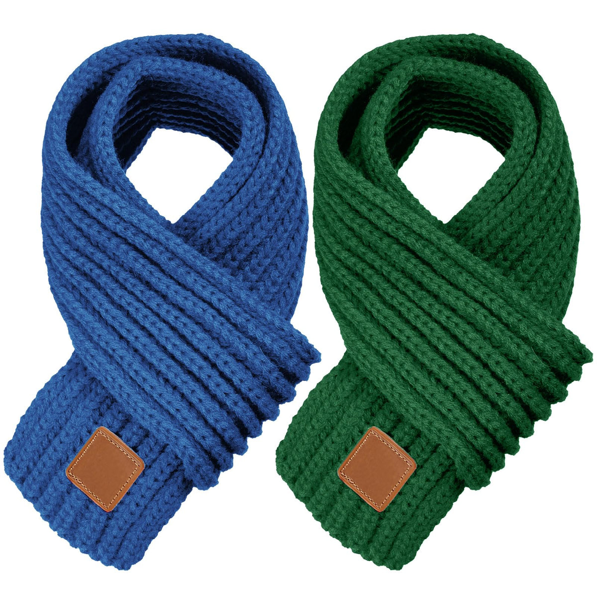 Zhanmai 2 Pcs Toddler Scarf Kids Warm Set Winter Knit Scarves Soft Neck Warmer for Boys Girls Children
