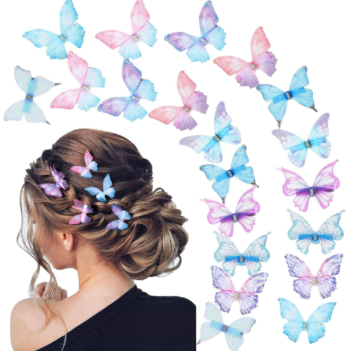 20Pcs Glitter Hair Clips for Kids - Moving Fairy Accessories for Women, Girls Colorful Hair Clips 90s (Brown)