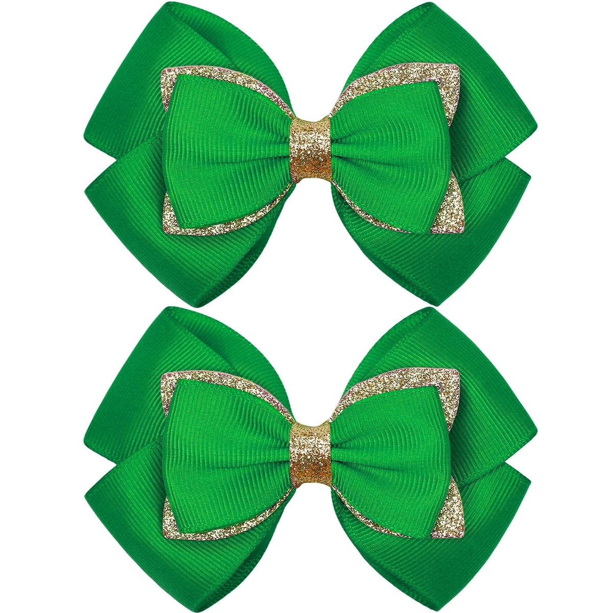 KISZU 4 Inch Hair Bows Clips Large Sparkle Ribbon Girls Alligator Barrettes Glitter Hair Accessories for Toddler Kids Children Teens Women