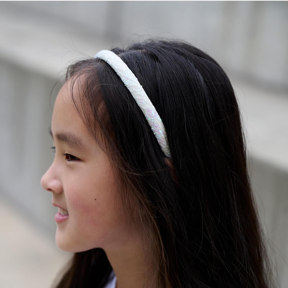 FROG SAC 4 Headbands for Girls, Thin Head Bands for Kids, Glitter Lace Hair Bands for Children, Little Girl Headband Pack (Glitter Lace)