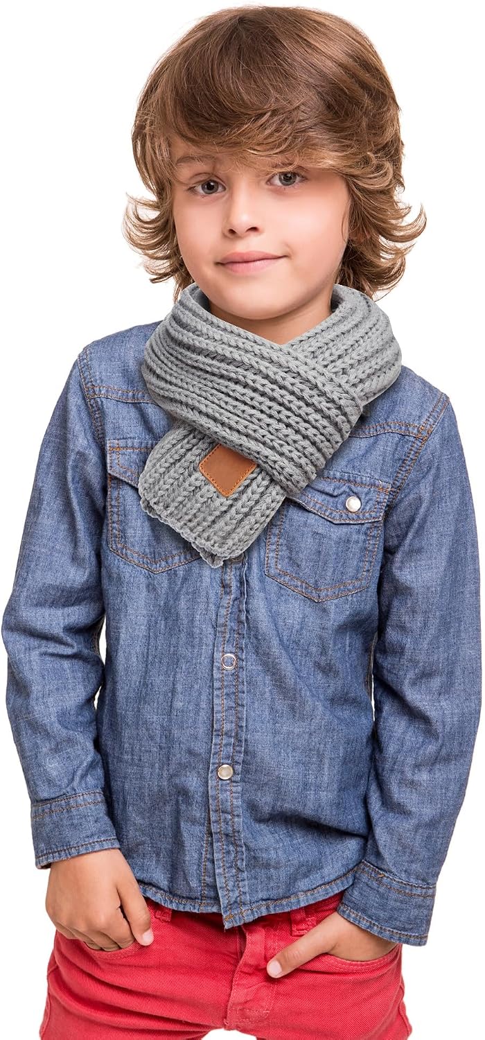 Zhanmai 2 Pcs Toddler Scarf Kids Warm Set Winter Knit Scarves Soft Neck Warmer for Boys Girls Children