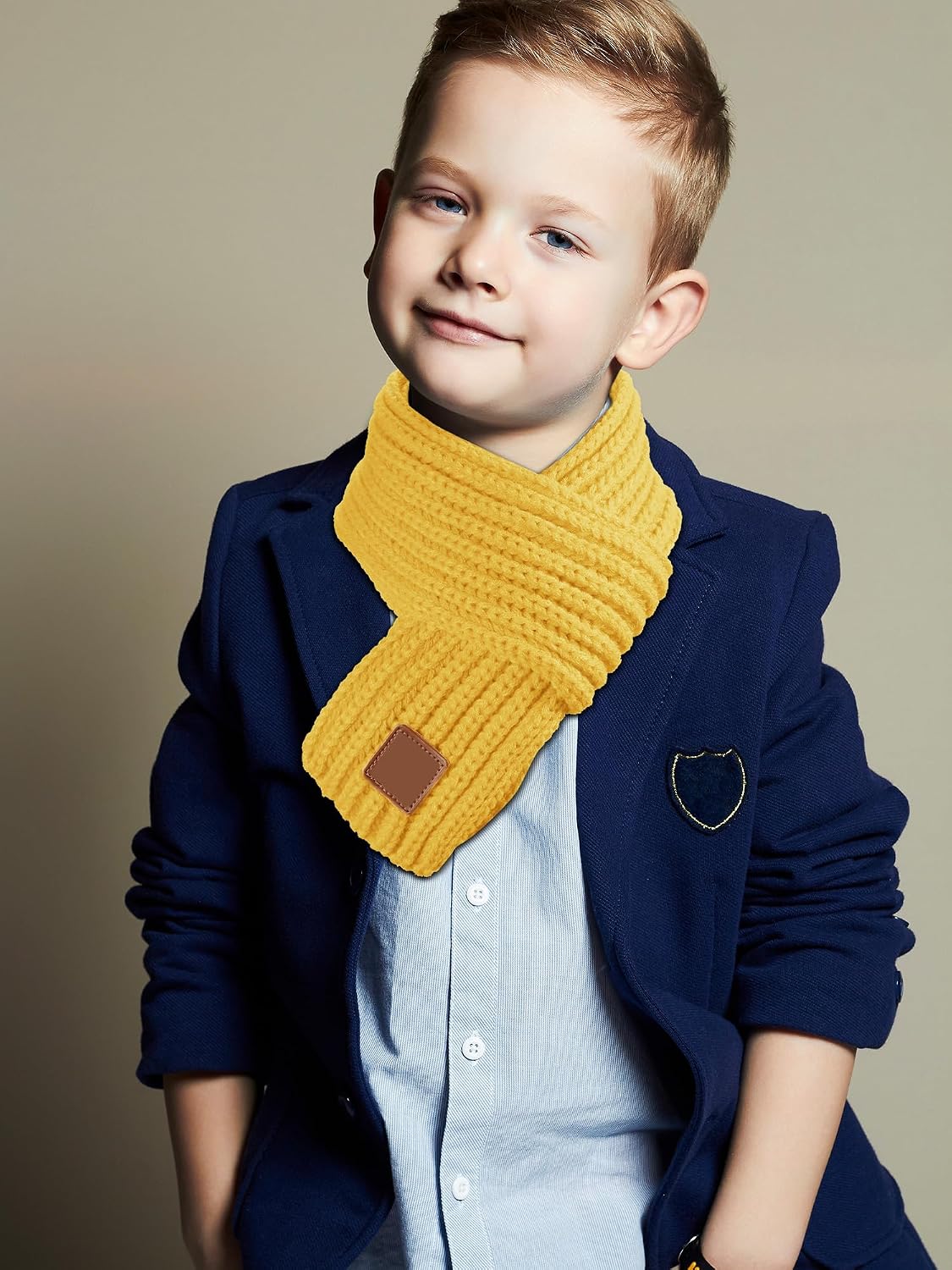 Zhanmai 2 Pcs Toddler Scarf Kids Warm Set Winter Knit Scarves Soft Neck Warmer for Boys Girls Children
