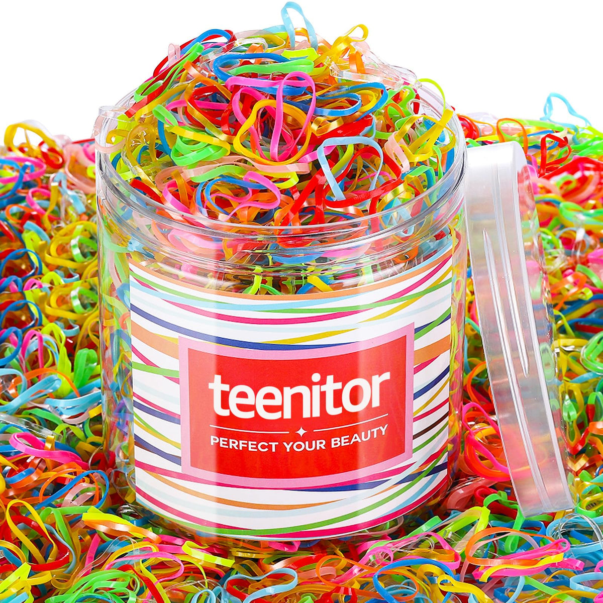 Teenitor 2000Pcs Clear Hair Ties Small Hair Elastics Rubber Hair Bands