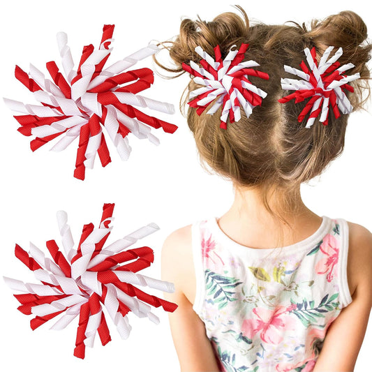 2pcs Red Toddler Korker Bow Hair Clip Pigtail Bow Hair Accessories for Girl