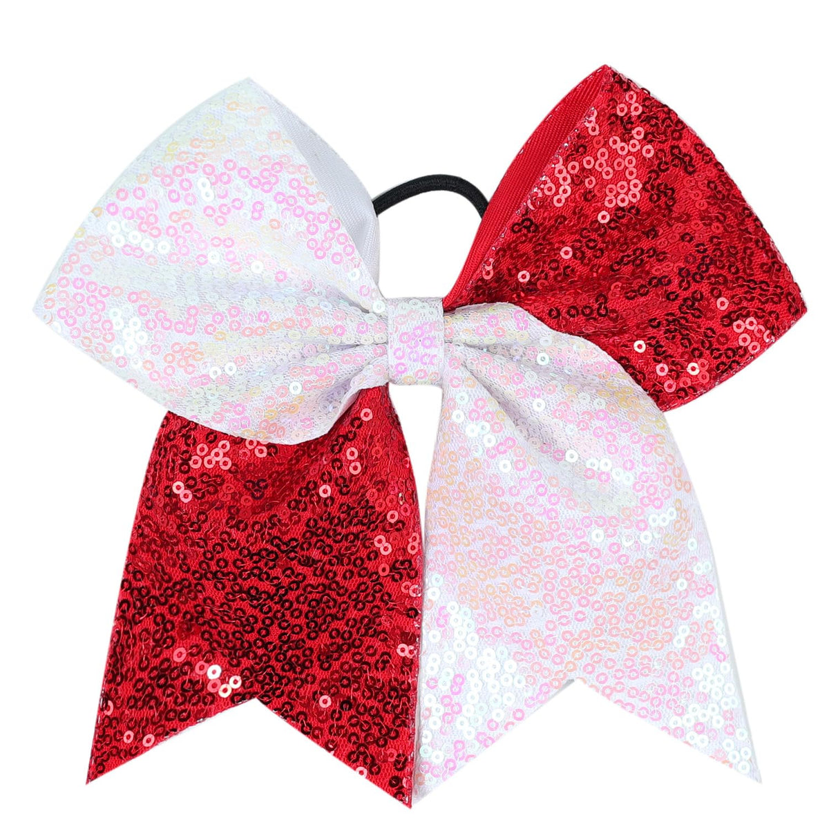 Bow Hair Tie for Girls Large Cheer Bow Sequins Ponytail Women Teen Girls Cheerleading Ribbon Holder Hair Band (Black + Orange)
