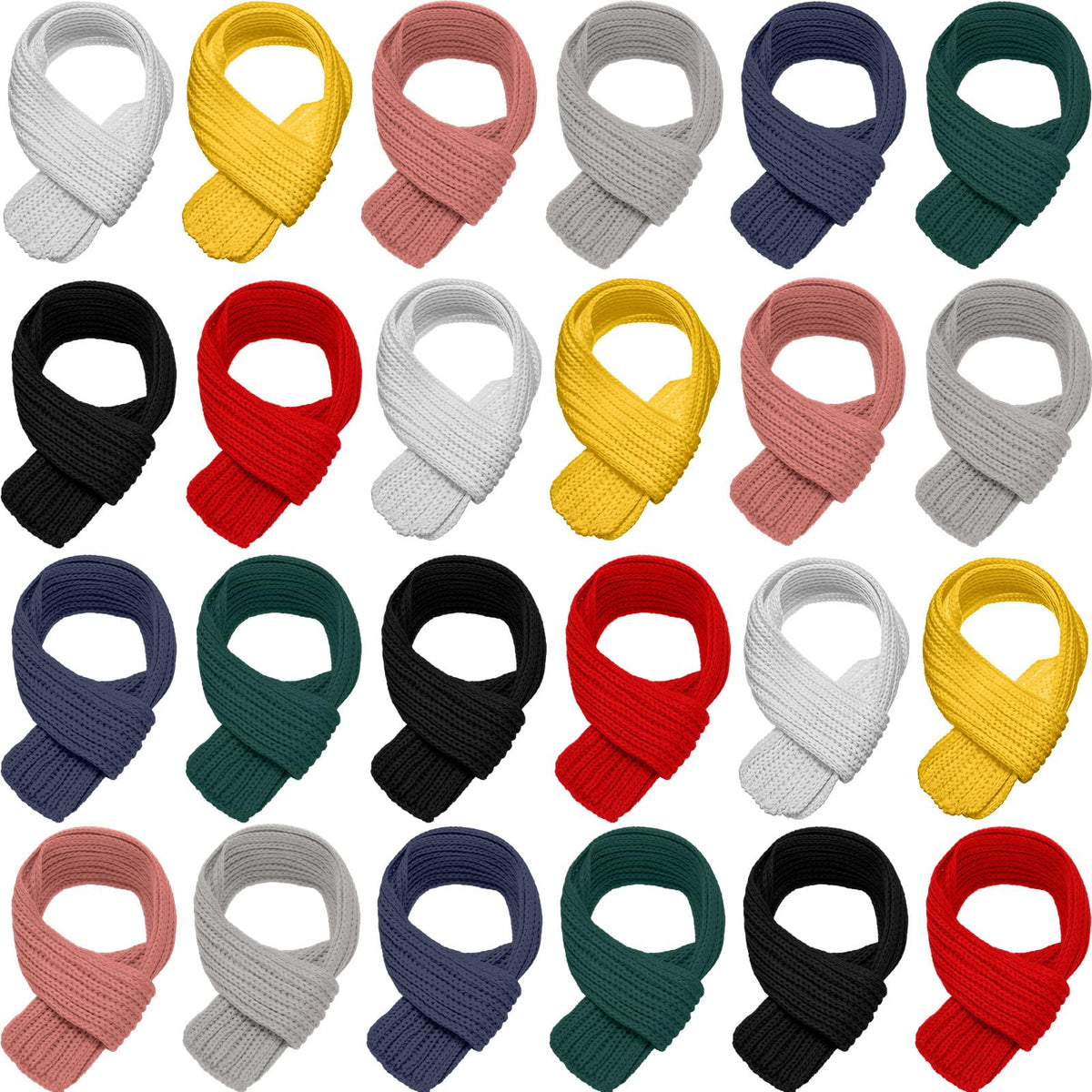 Liitrsh 24 Pcs Kids Scarf Bulk, 47 Inch Long Toddlers Winter Knitted Scarf Thick Warm Neck Warmer Scarves for Girls and Boys