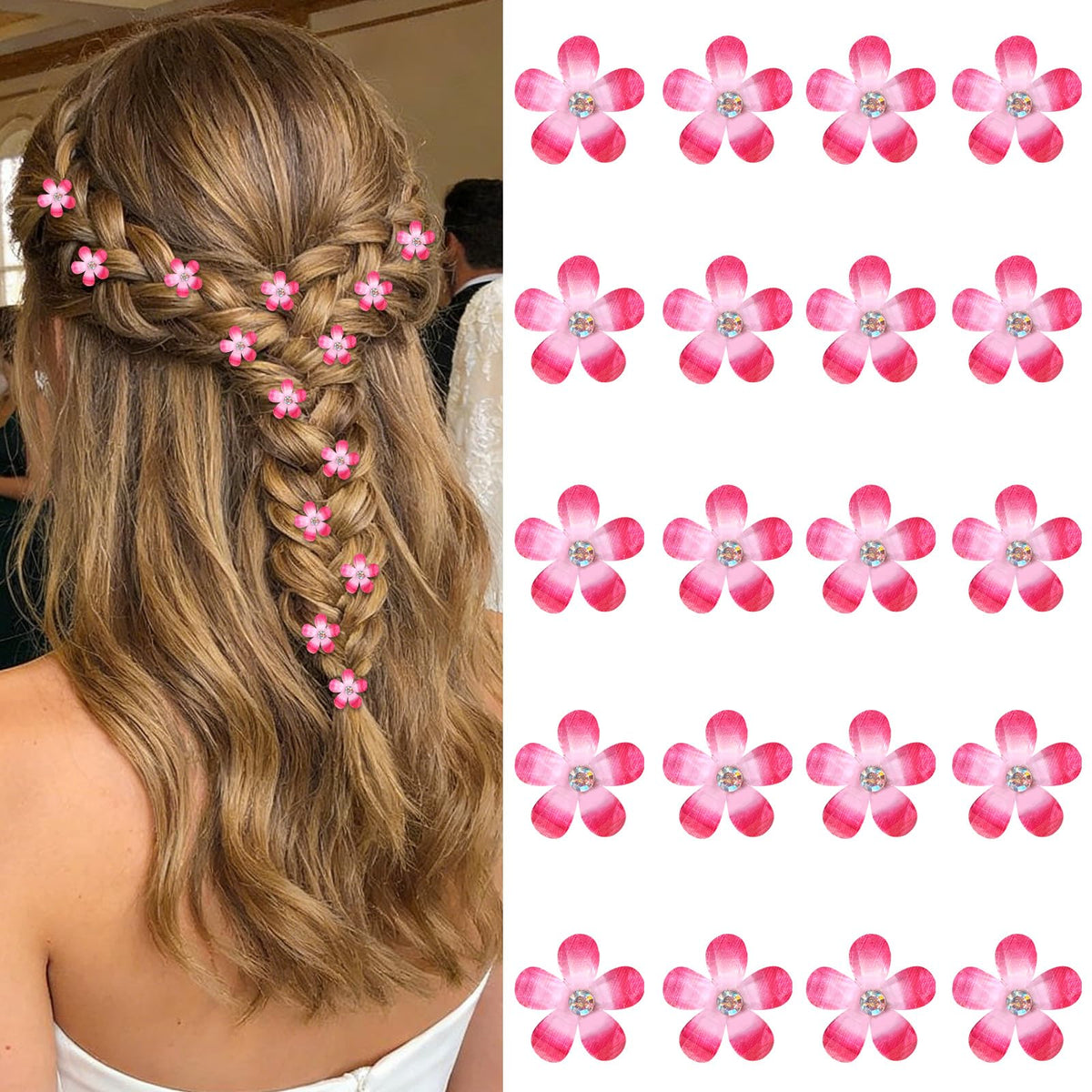 YISSION Colorful Rhinestone Hair Accessories - Mini Flower Hair Clips, Pins & Barrettes for Wedding, Bridal, Girls & Women
