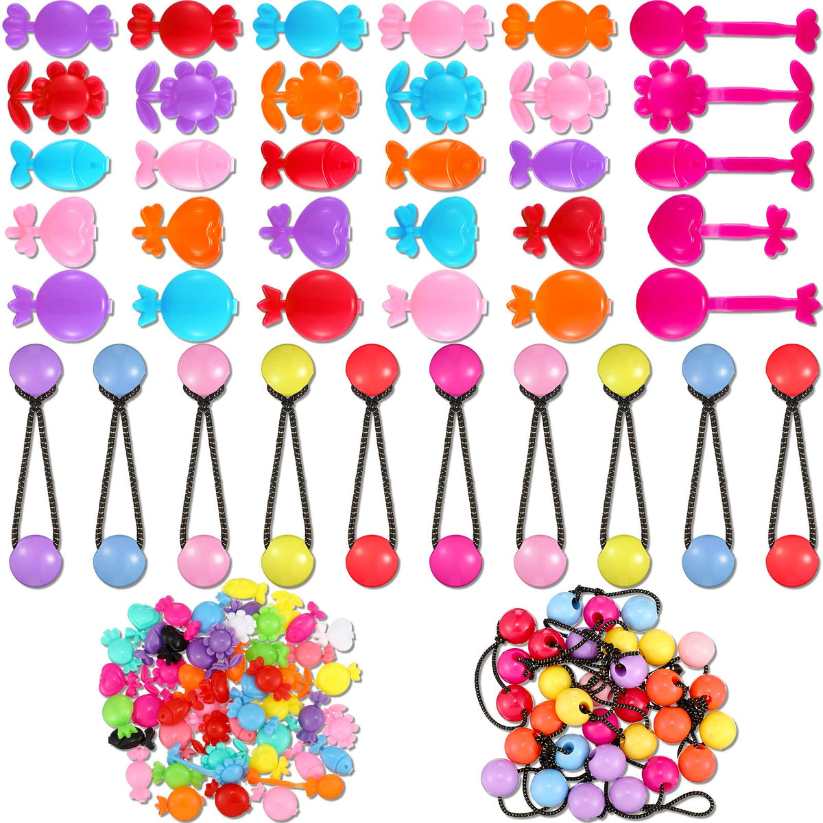 Giegxin 60 Pcs Girls Barrettes Hair Clips Ponytail Ties, ovely Style