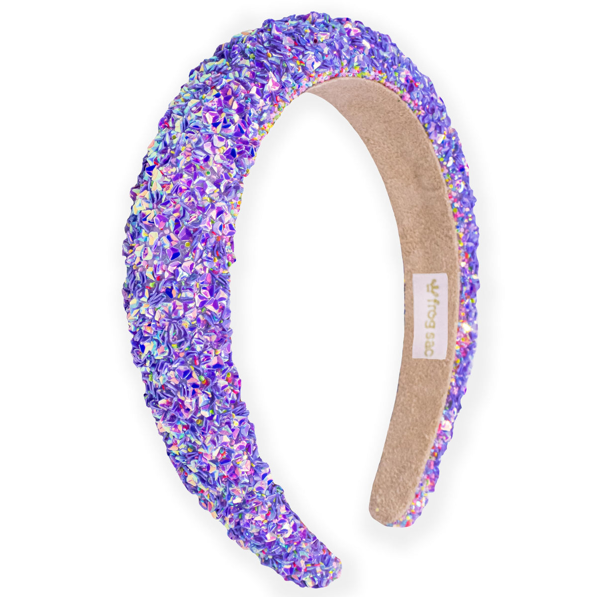 FROG SAC Sequin Headband for Girls, Sparkly Puffy Hair Band for Kids, Padded Toddler Head Bands, Sparkle Girl Hair Accessories (Rainbow, Child)