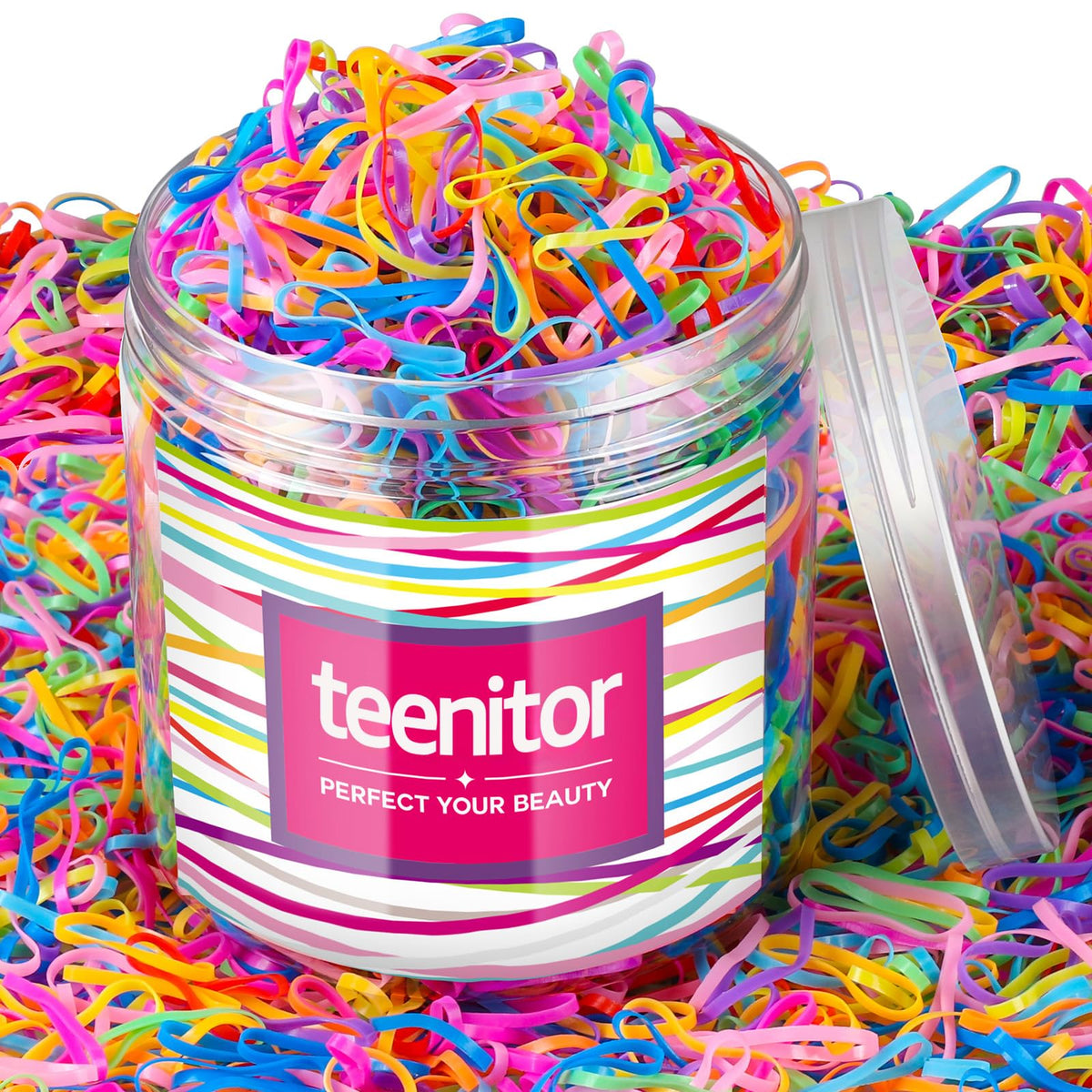 Teenitor 2000Pcs Clear Hair Ties Small Hair Elastics Rubber Hair Bands