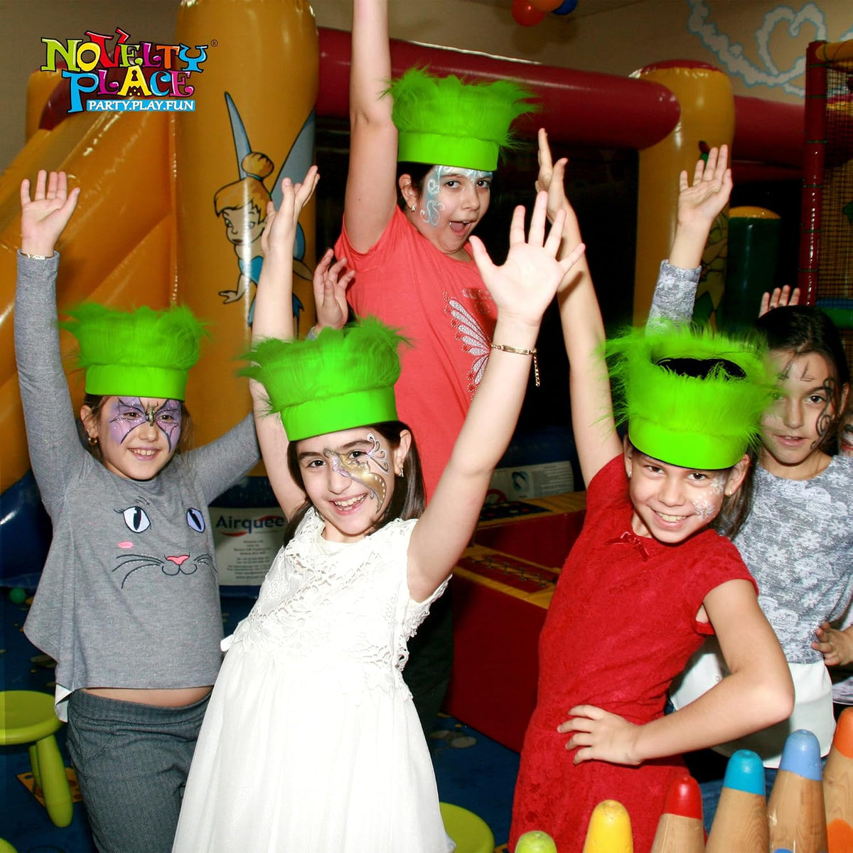 Novelty Place 2Pcs Green Hairy Costume Headband - Fun and Fuzzy Crazy Hair Wig Troll Hair Costume Accessories - Perfect for Sports Parties, Costume, Cosplay, and Halloween - Fit Kids, Teens and Adults