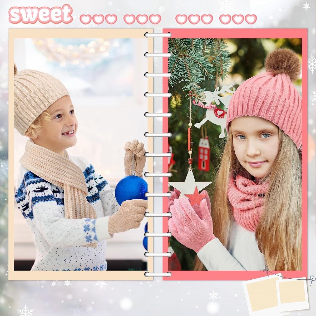 Liitrsh 4 Sets Kids Winter Hat Scarf Gloves Set for Girls