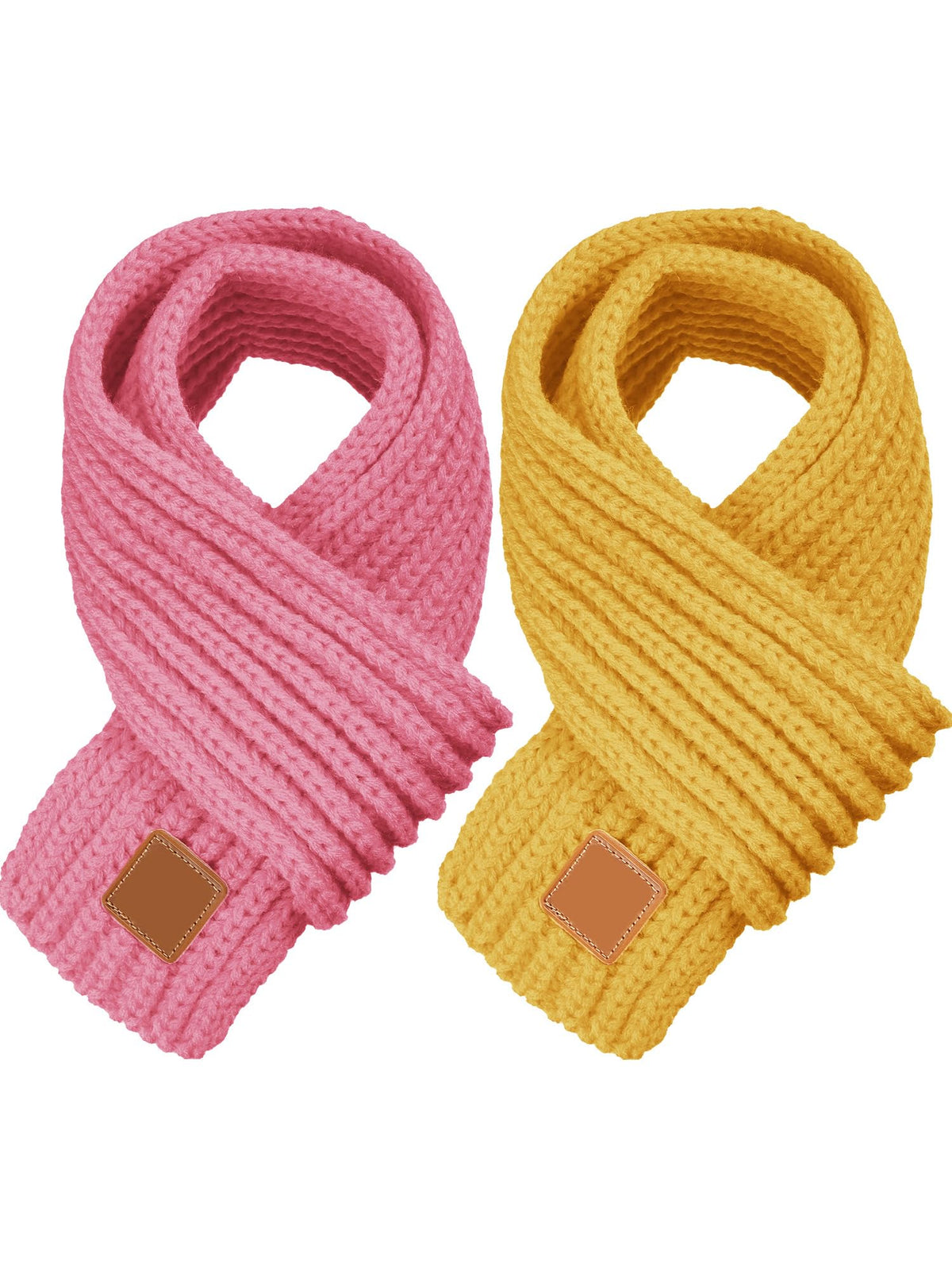 Zhanmai 2 Pcs Toddler Scarf Kids Warm Set Winter Knit Scarves Soft Neck Warmer for Boys Girls Children