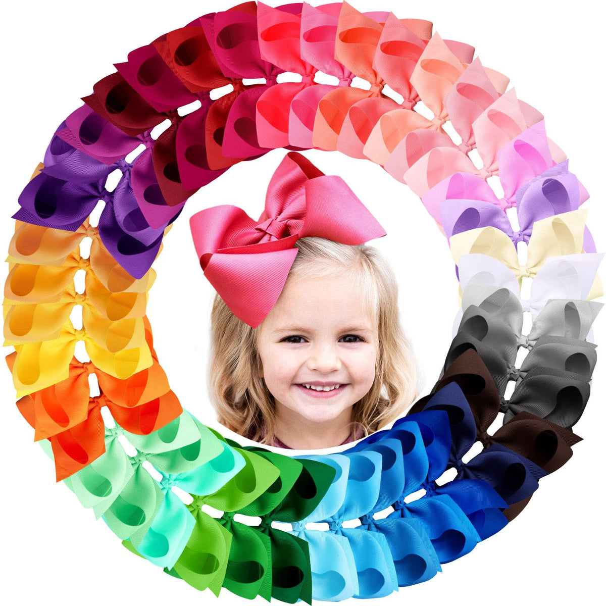 Oaoleer 40Pcs 4.5" Hair Bows Clips for Girls Tolddler Hair Accessories