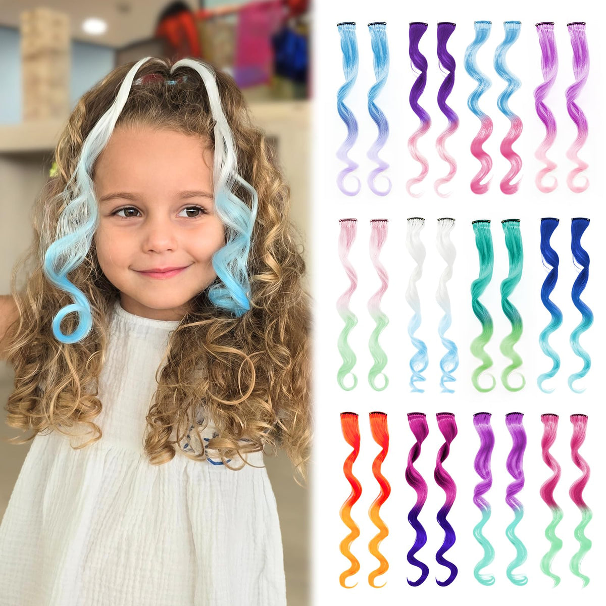 Dreamlover Colorful Crazy Hair Day Accessories for Girls, 24 Pieces