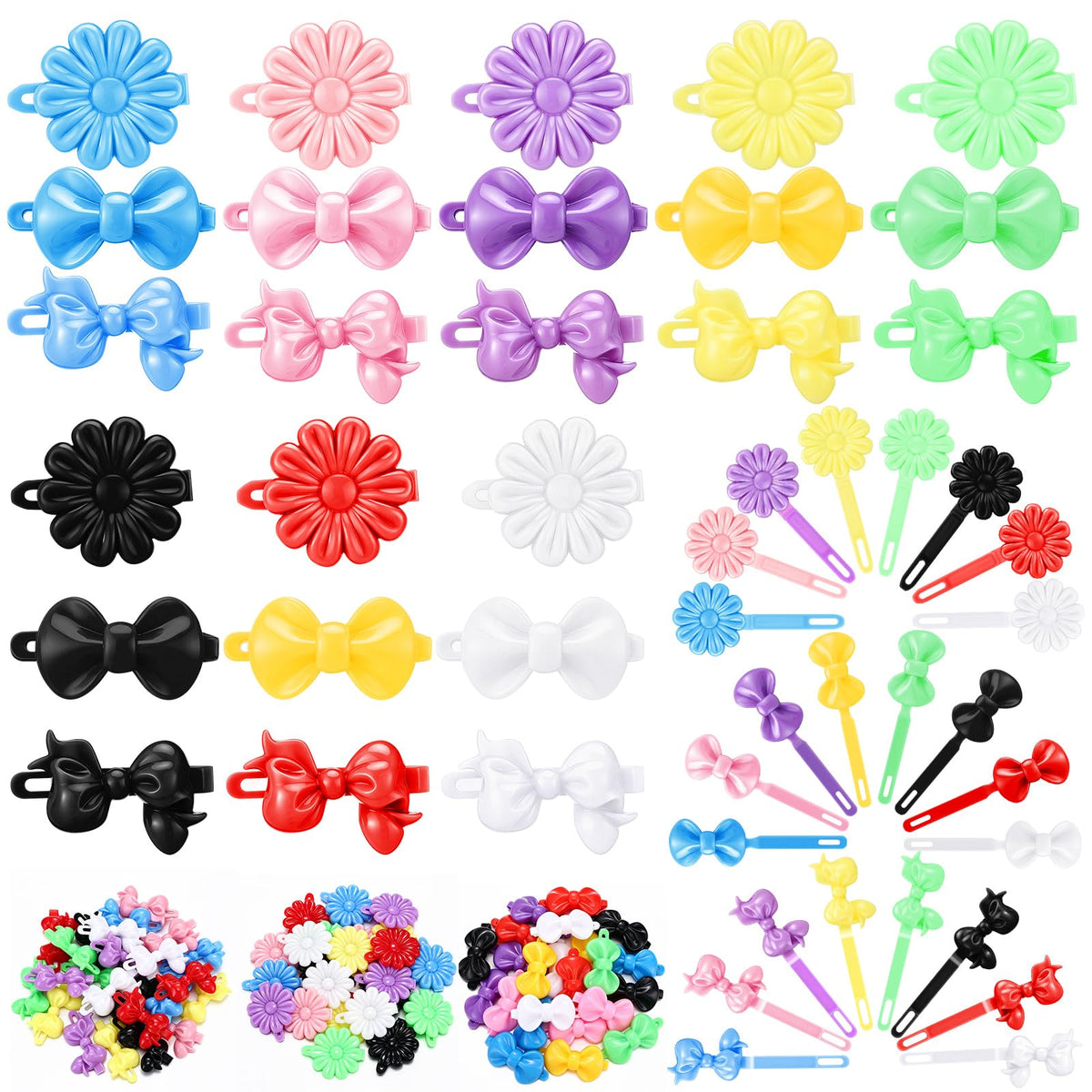 Janinka 72 Pcs Hinge Barrettes for Toddler Girls,Classic,Multicolor