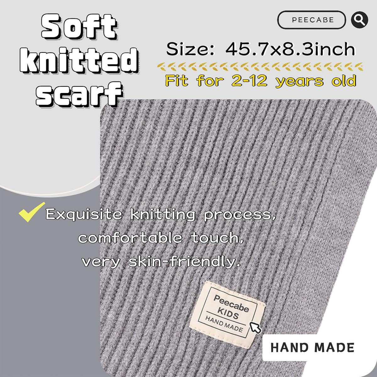 Peecabe Kids Knit Scarf Neck Warmer Soft Warm Winter Classic for Boys Girls