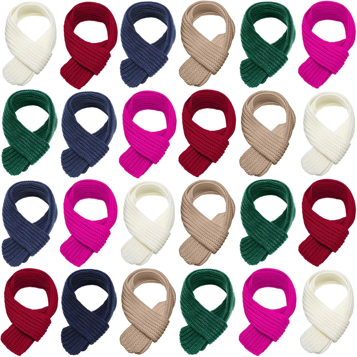 Liitrsh 24 Pcs Kids Scarf Bulk, 47 Inch Long Toddlers Winter Knitted Scarf Thick Warm Neck Warmer Scarves for Girls and Boys