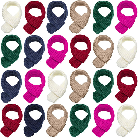 Liitrsh 24 Pcs Kids Scarf Bulk, 47 Inch Long Toddlers Winter Knitted Scarf Thick Warm Neck Warmer Scarves for Girls and Boys
