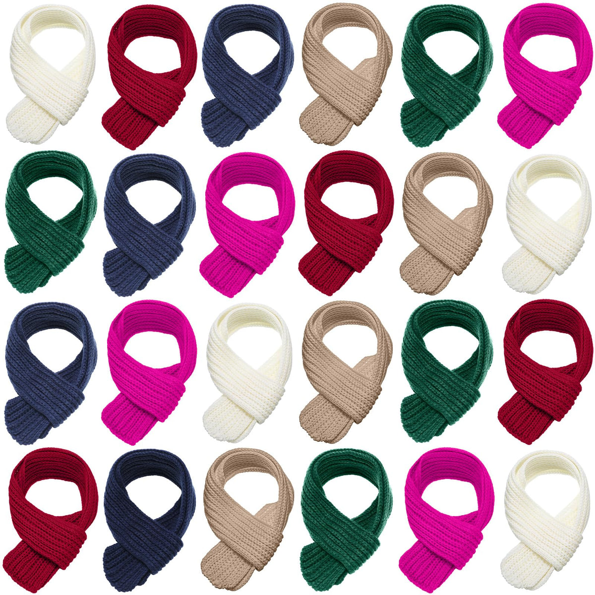 Liitrsh 24 Pcs Kids Scarf Bulk, 47 Inch Long Toddlers Winter Knitted Scarf Thick Warm Neck Warmer Scarves for Girls and Boys
