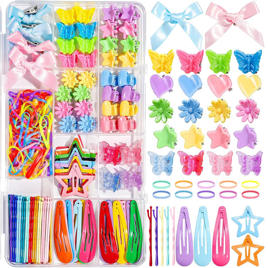 Teenitor Hair Accessories for Girls 193pcs Hair Clips for Girls Toddler Hair Accessories, Mini Girls Hair Clips, Small Claw Clips Bobby Pins and Hair Ties